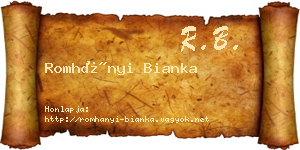 Romhányi Bianka névjegykártya